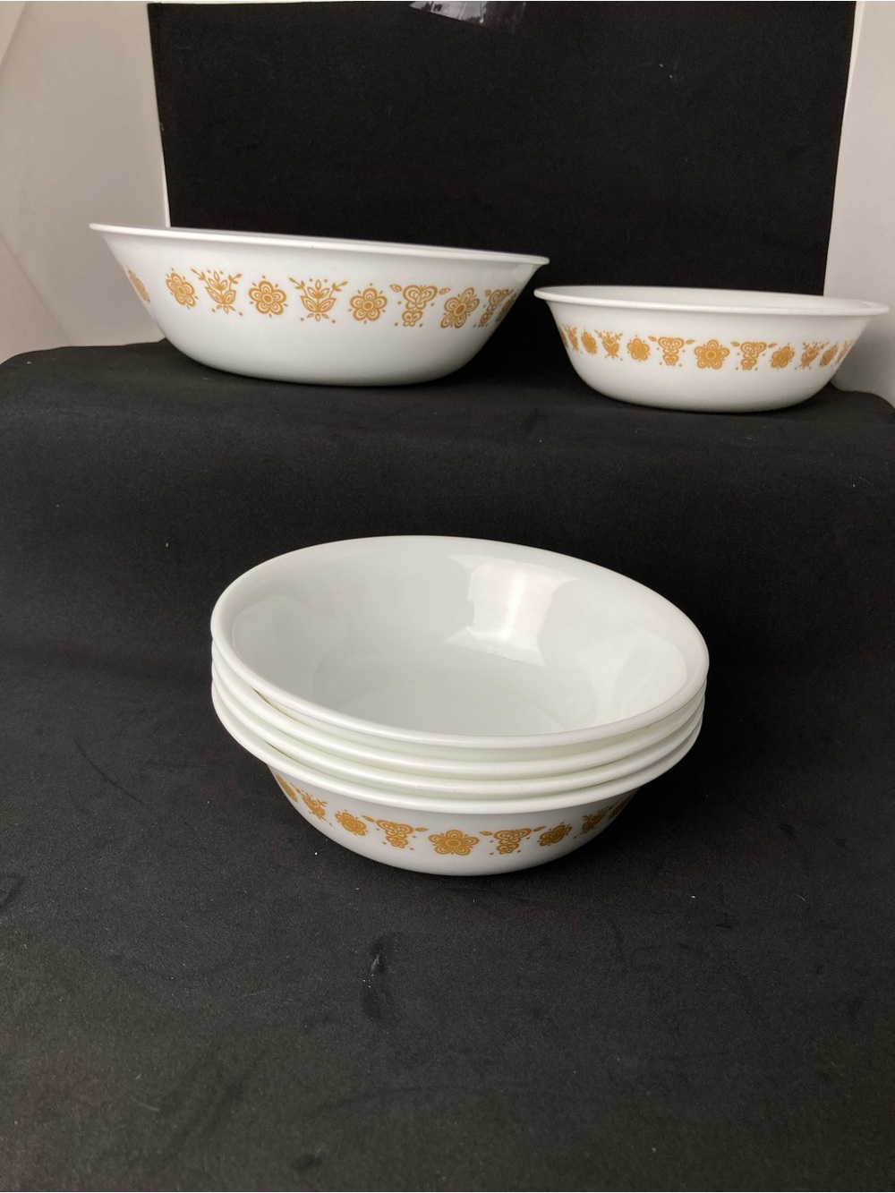 Vintage 1970's Corelle by Corning Ware Butterfly Vegetable Bowl & 5 Cereal Bowls
